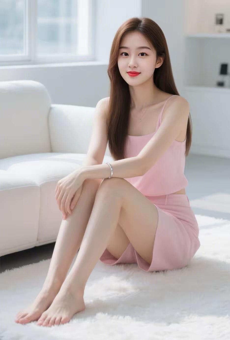 温柔粉嫩少女，坐享阳光与舒适时光🌞✨