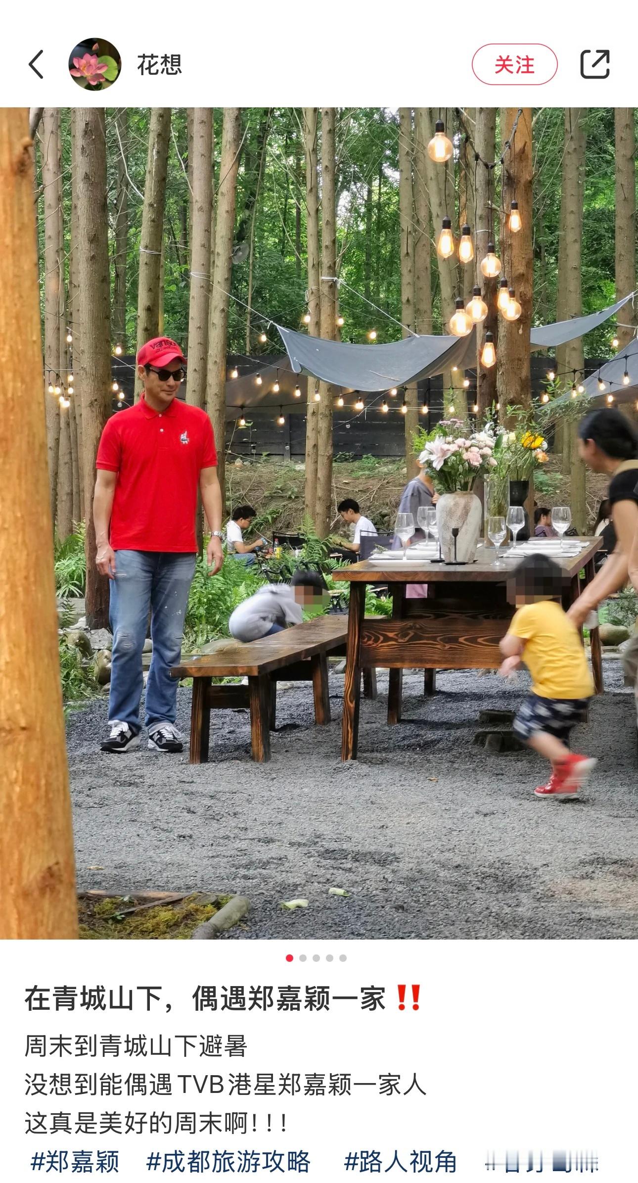 成都网友偶遇郑嘉颖一家​​​