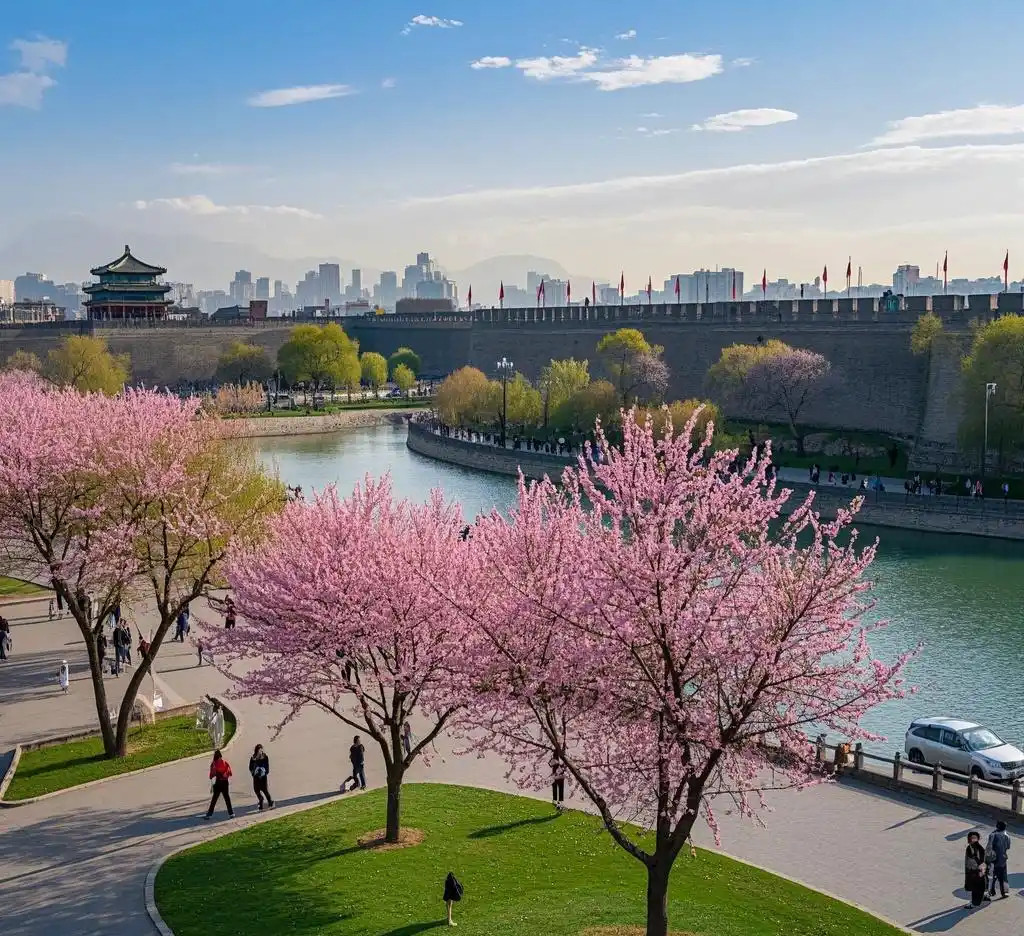 当用色彩打开西安的春天西安的春天也太会了吧！樱花林里化个春日妆，郁金香园拍大片，