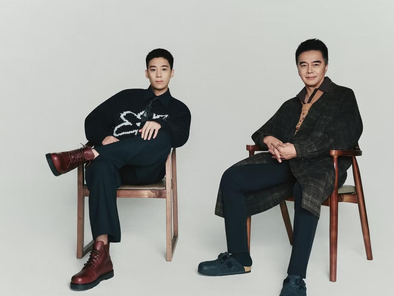 许亚军和儿子同框拍摄时尚大片，这是他和前妻何晴的孩子，名字也很浪漫叫：许何！这孩