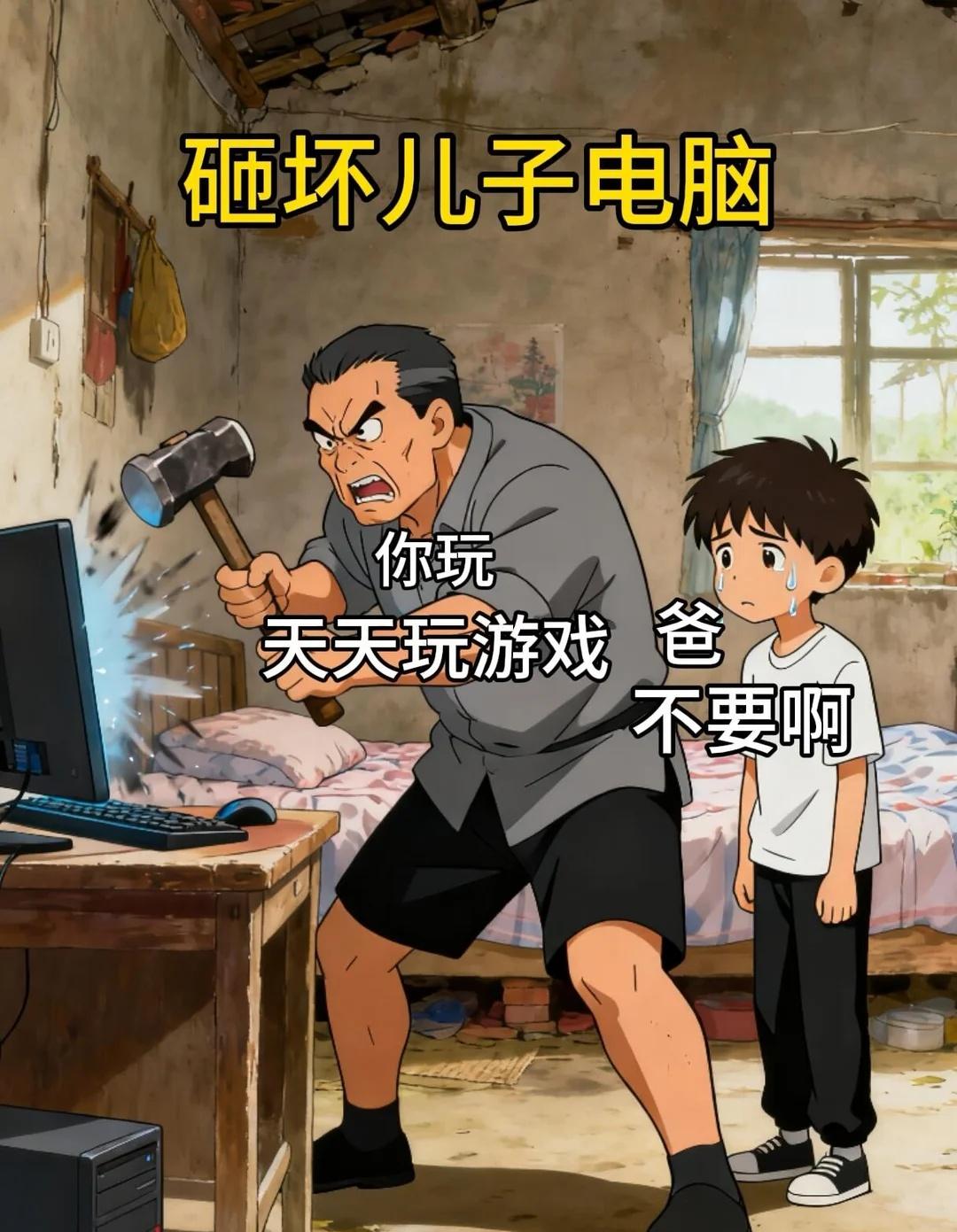 你玩，天天玩游戏！爸不要啊小东劝学日记此图有梗007通关怪谈梗图爷们儿