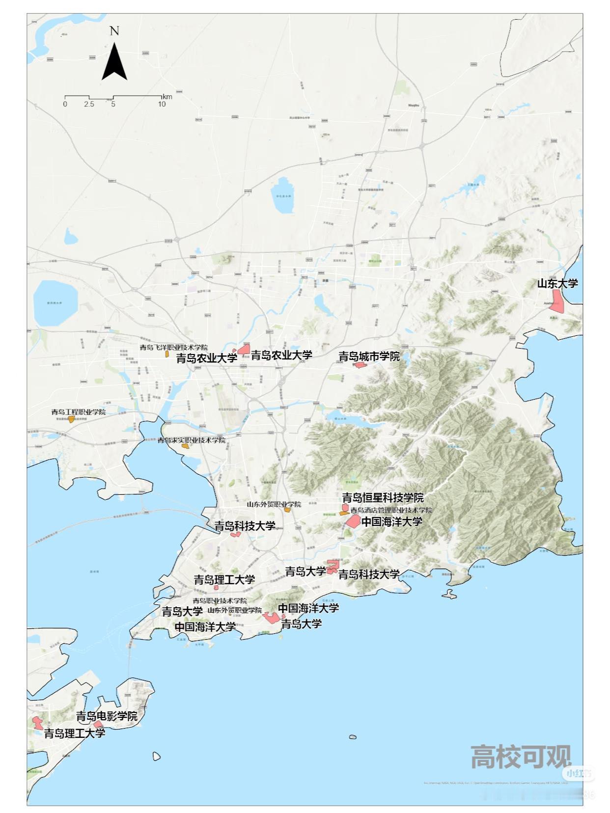 青岛地区，这么一看山东大学面积好大呀[笑着哭]