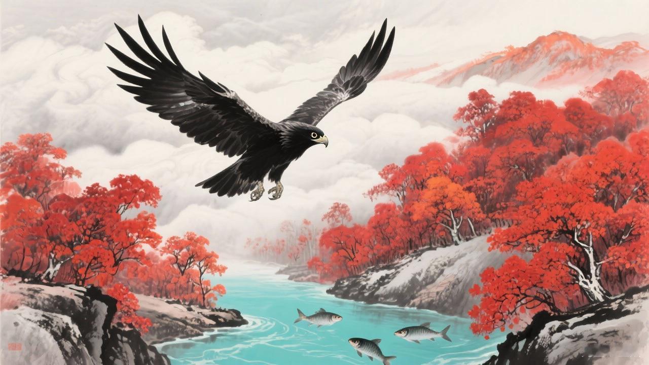 这ai是越来越牛了！看万山红遍，层林尽染，漫江碧透，百舸争流，鹰击长空，鱼翔浅底