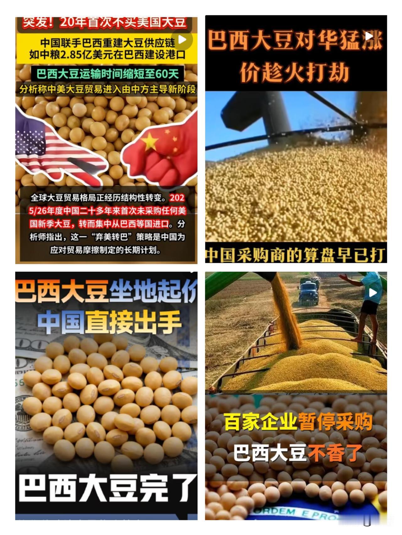 巴西拿着中国70%以上的大豆进口份额，居然趁势坐地起价，真以为咱们离了它就不行？
