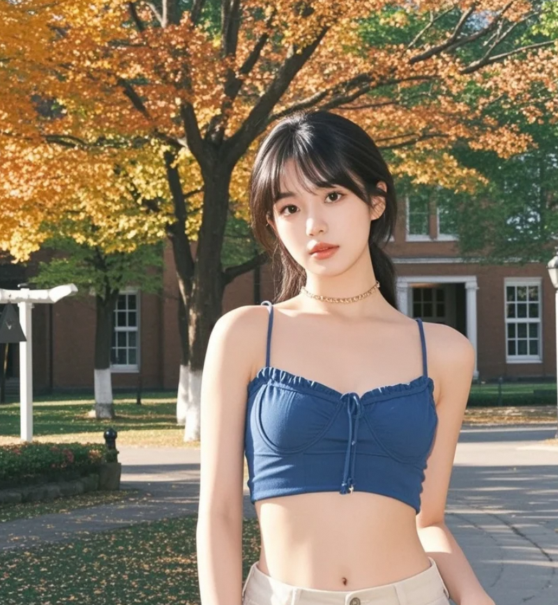 学院风少妇户外行，青春活力肆意流淌