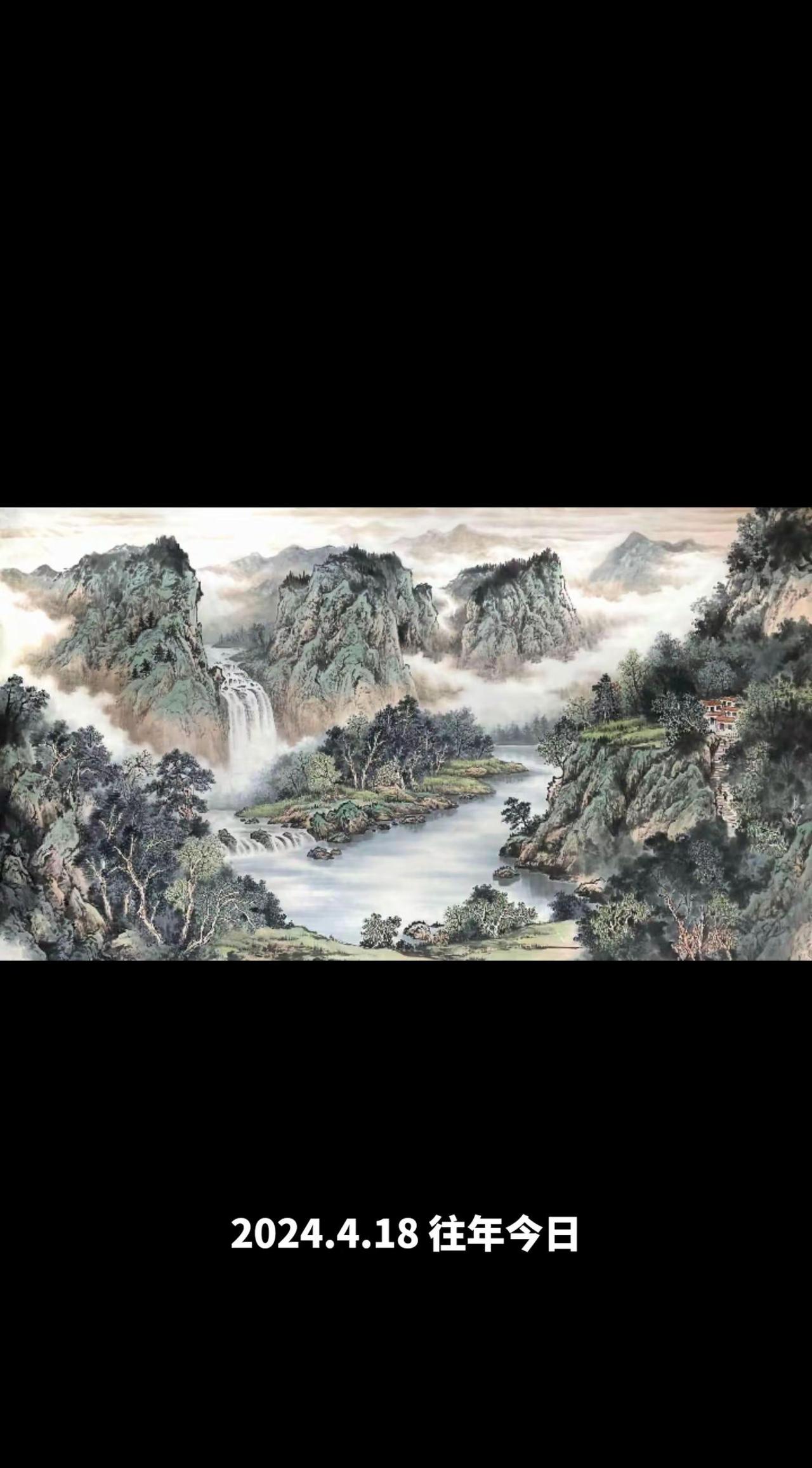 纯手绘国画国画也国画山水山水画水墨画