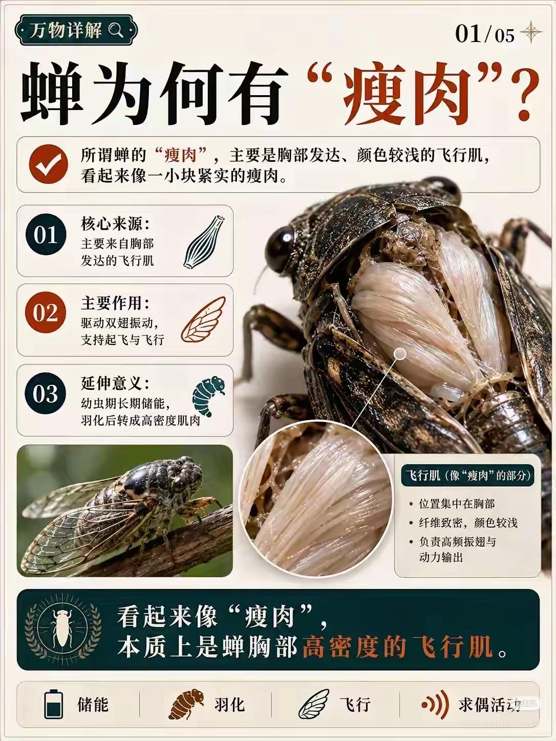 大家吃蝉幼虫的时候，有没有发现一块瘦肉，或许会奇怪，昆虫怎么还长瘦肉啊，尤其是这