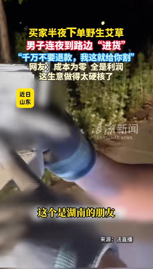 “没有成本全是利润！”6月17日报道，山东，一男子开了个网店售卖艾草，没想到半夜