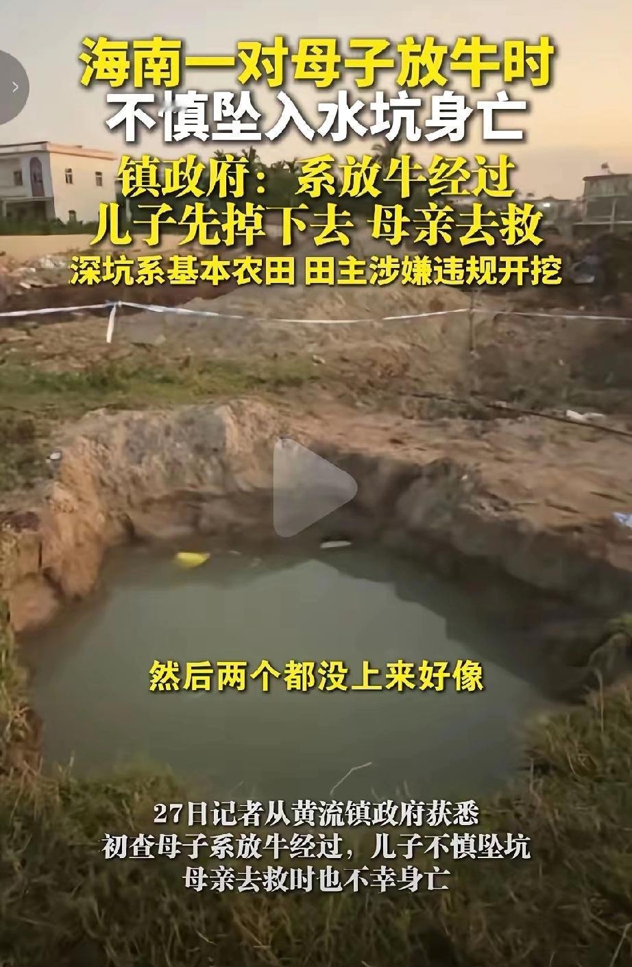 心痛！海南母子俩放牛溺亡孩子才4岁，本该是人生才开始，没想到因为田主在承包地内违