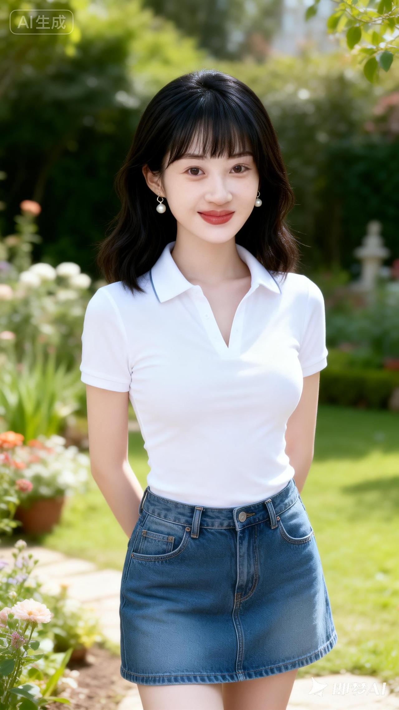 夏日清新穿搭指南：白色T恤+牛仔短裙，轻松出街！🌞👗👠