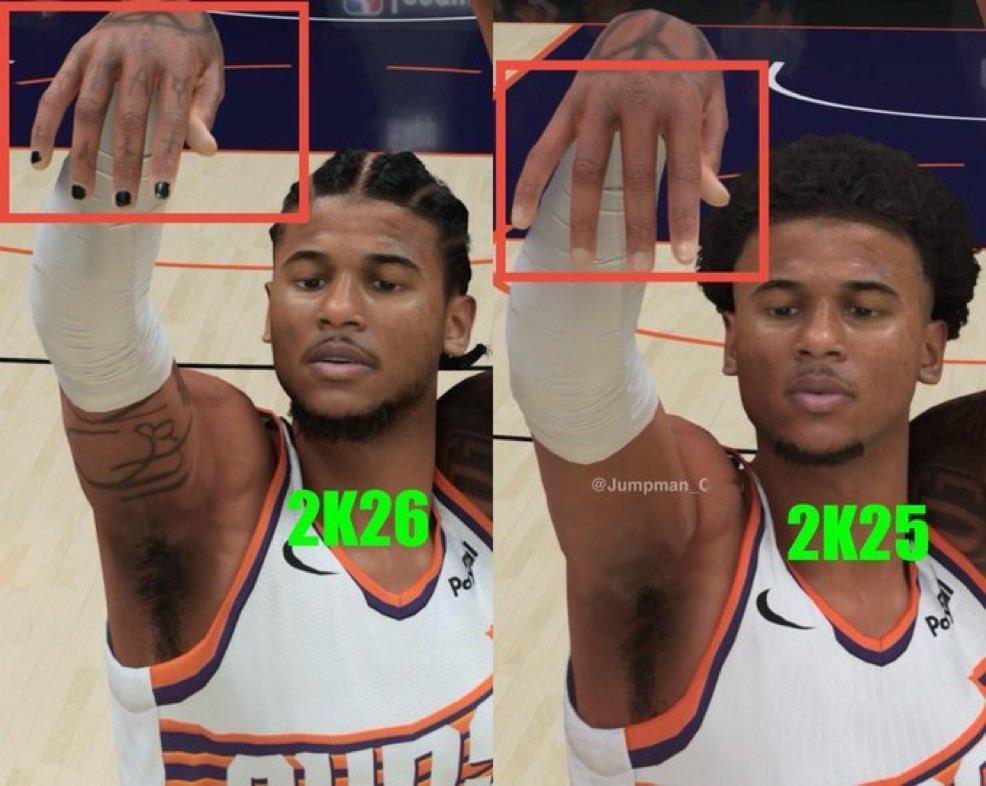 2k26给杰伦格林的指甲上了色，细节nba​​​