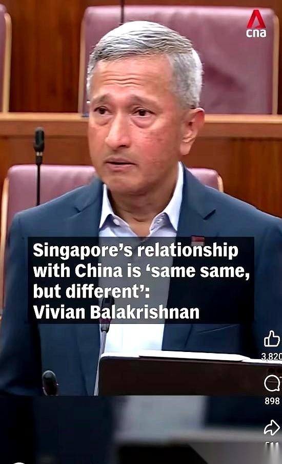 新加坡外长最近在议会，突然冒出一句：“新加坡的命运是要成为独特的个体，而不是另一