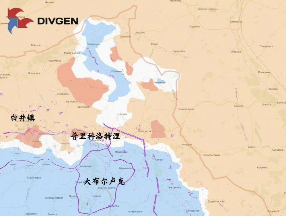 俄军北部集群在哈尔科夫州东北部啃的特别欢，大包围圈外的小包围圈已经填平了，乌军被