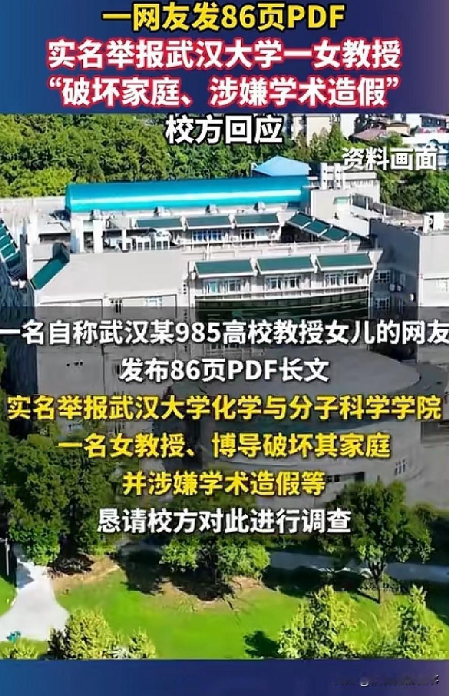 武大女教授被86页实名举报的事，这几天炸了我开始有点理解那两个女孩了，15岁的