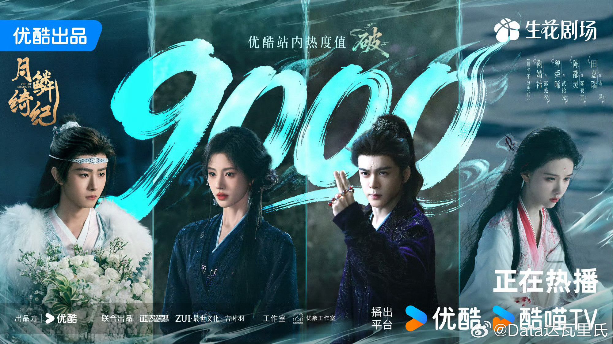 月鳞绮纪优酷热度破9000次日9000也算完成次日任务了，今天还有两小时看能到多