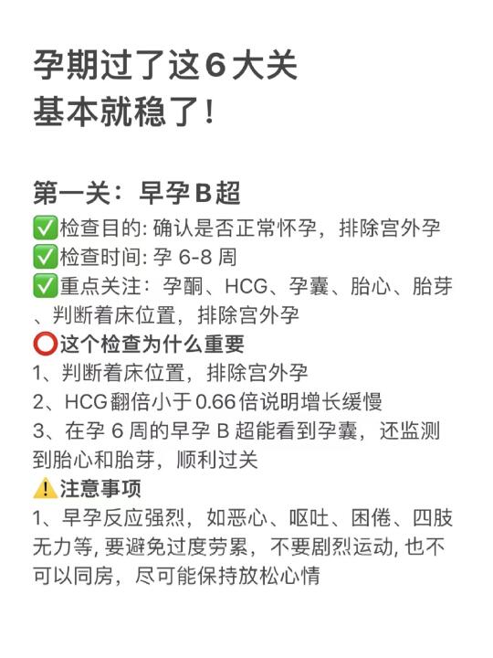 孕期过了这6大关，基本就稳了！
