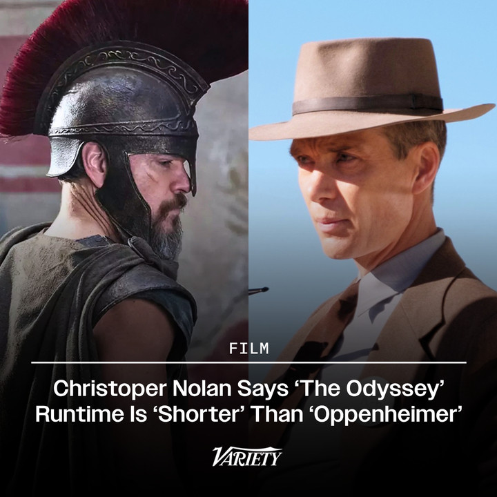克里斯托弗·诺兰透露，新片《奥德赛》的片长会比《奥本海默》短（3个小时）。他表示