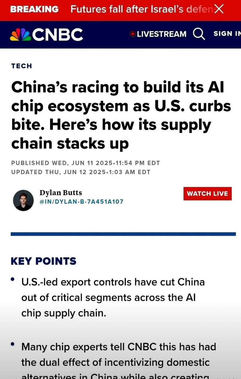 据CNBC6月13日报道，尽管美国主导的技术封锁持续限制中国获取ASML最先进的
