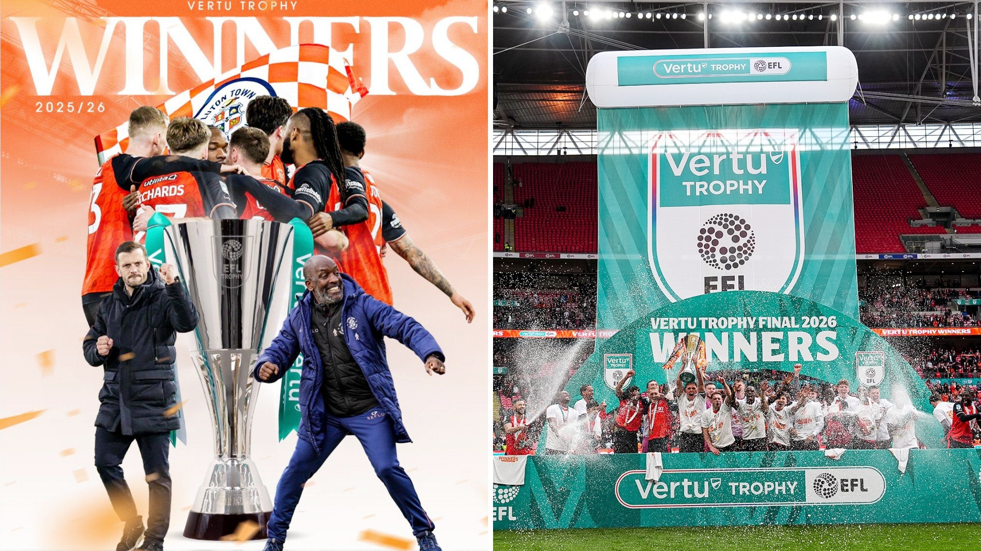 卢顿3-1击败斯托克港夺得英锦赛冠军，34岁的少帅威尔希尔拿到执教生涯首个冠军。