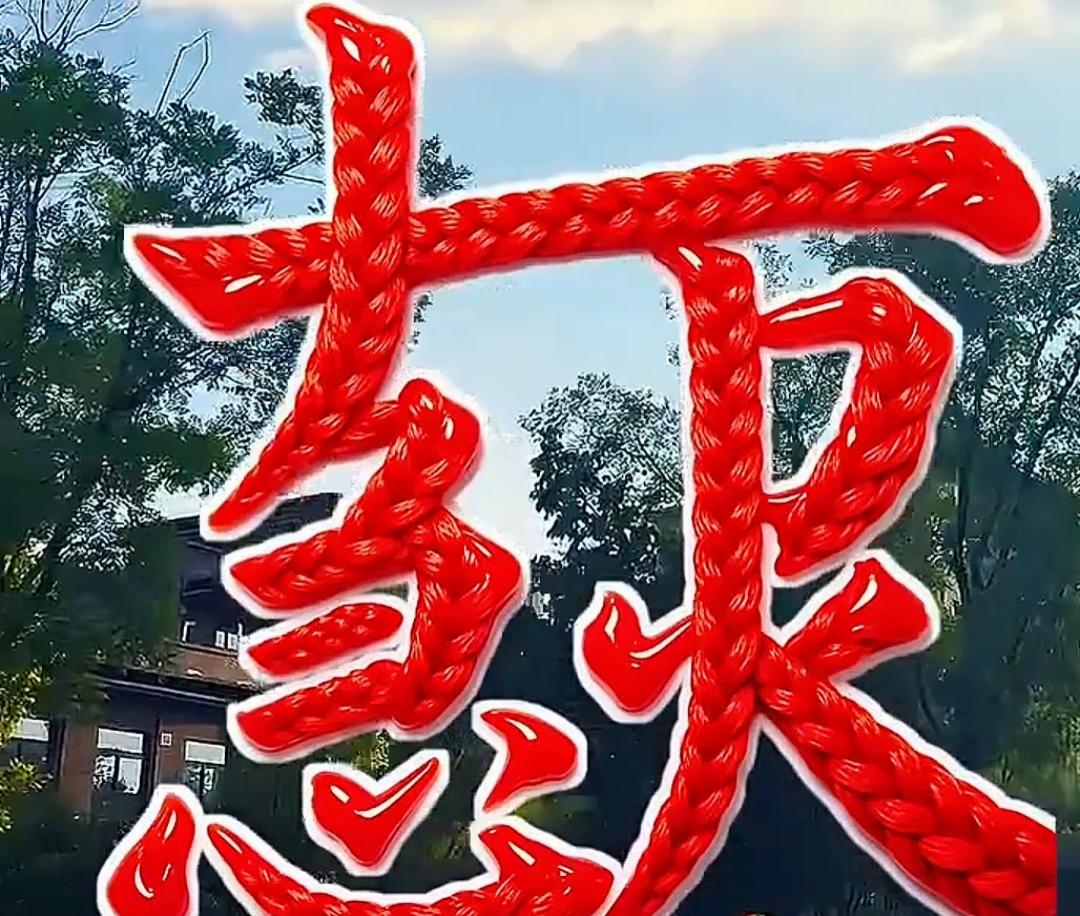 这串红绳看起来好喜庆！谁能告诉大家这是几个字？读出来听一下。[作揖][玫瑰]红绳