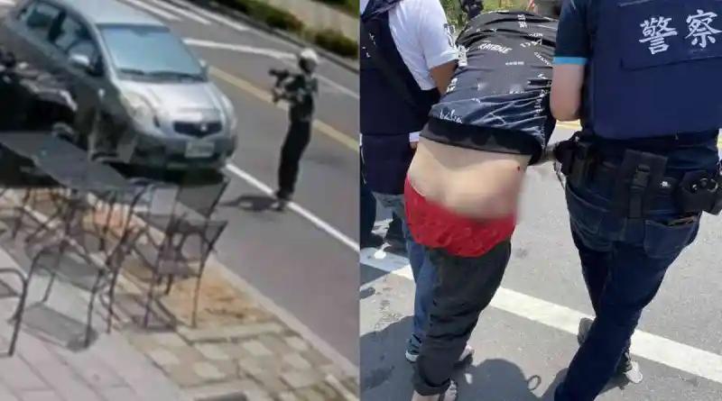 枪手在台南市海鲜店开枪，屁股被警察子弹射中一名警察向一名男子的臀部开枪，这名男