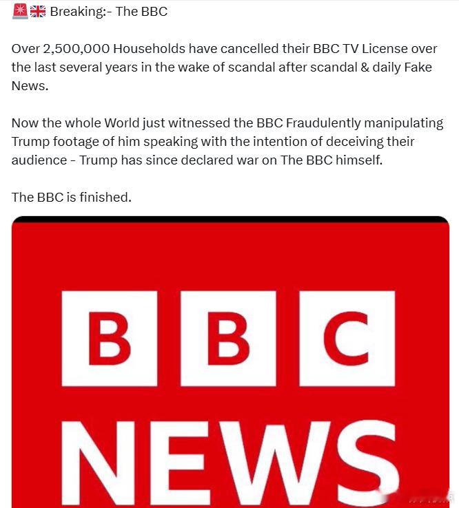 过去几年，由于接连不断的丑闻和每日假新闻，超过250万个家庭取消了BBC电视。现