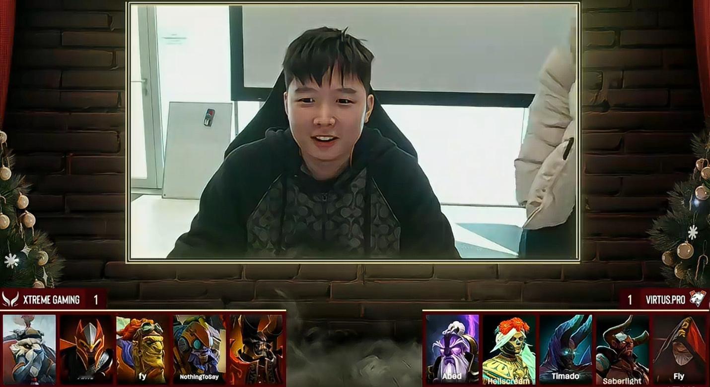 XGvsVP第三局BP结束，对面延续了第二盘速通的阵容思路，只换了两个被请上