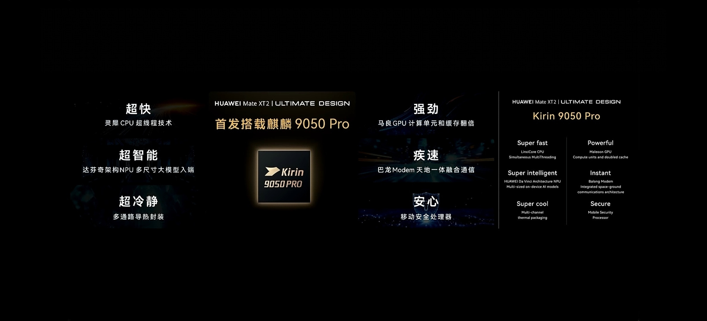 看得出来余承东很高兴，发布会上说到麒麟9050Pro芯片时，即兴飙了几句英语，