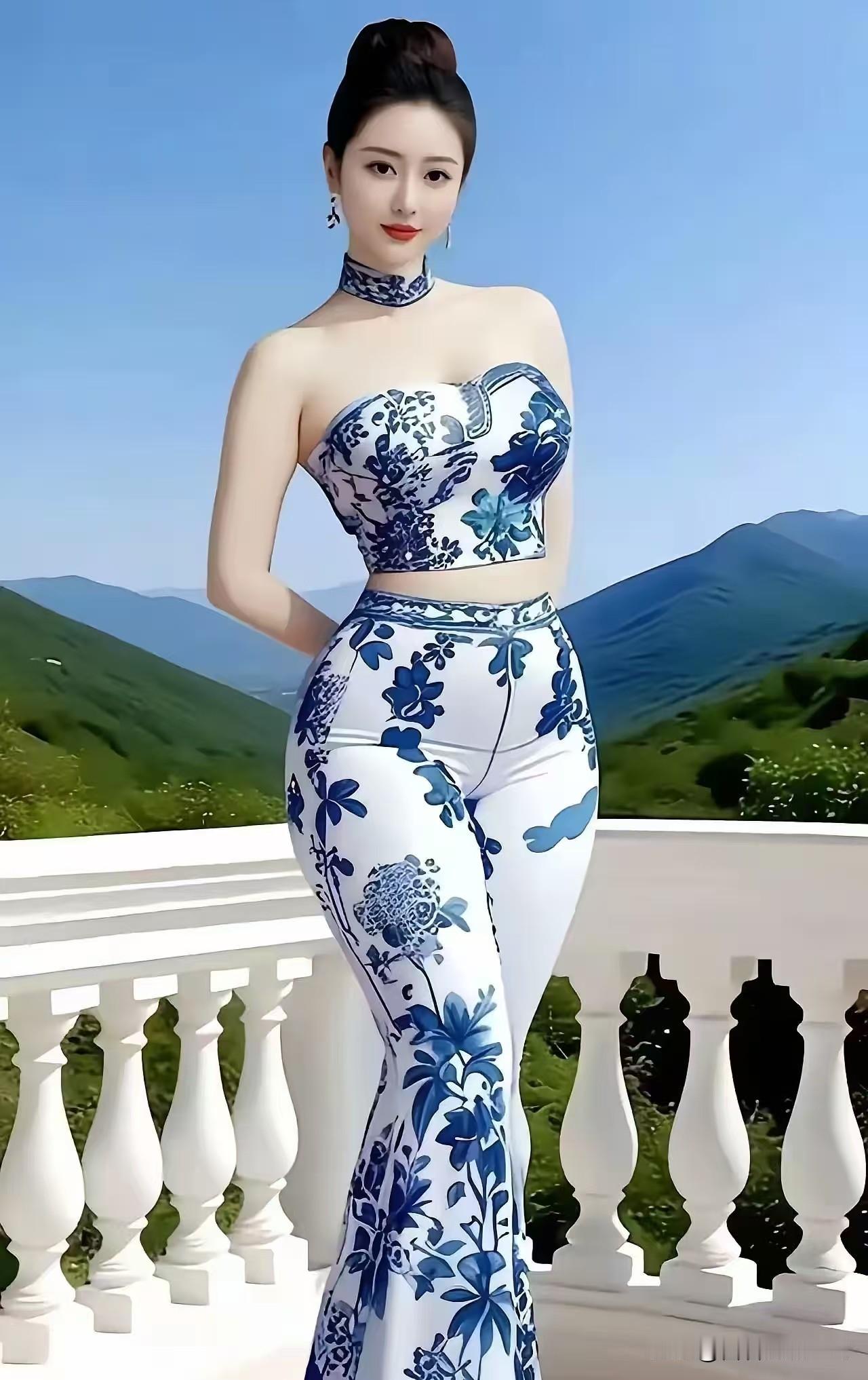 五律·青花韵素影凝清露，青花缀玉身。云衣含古意，山翠衬芳辰。眉黛描春浅