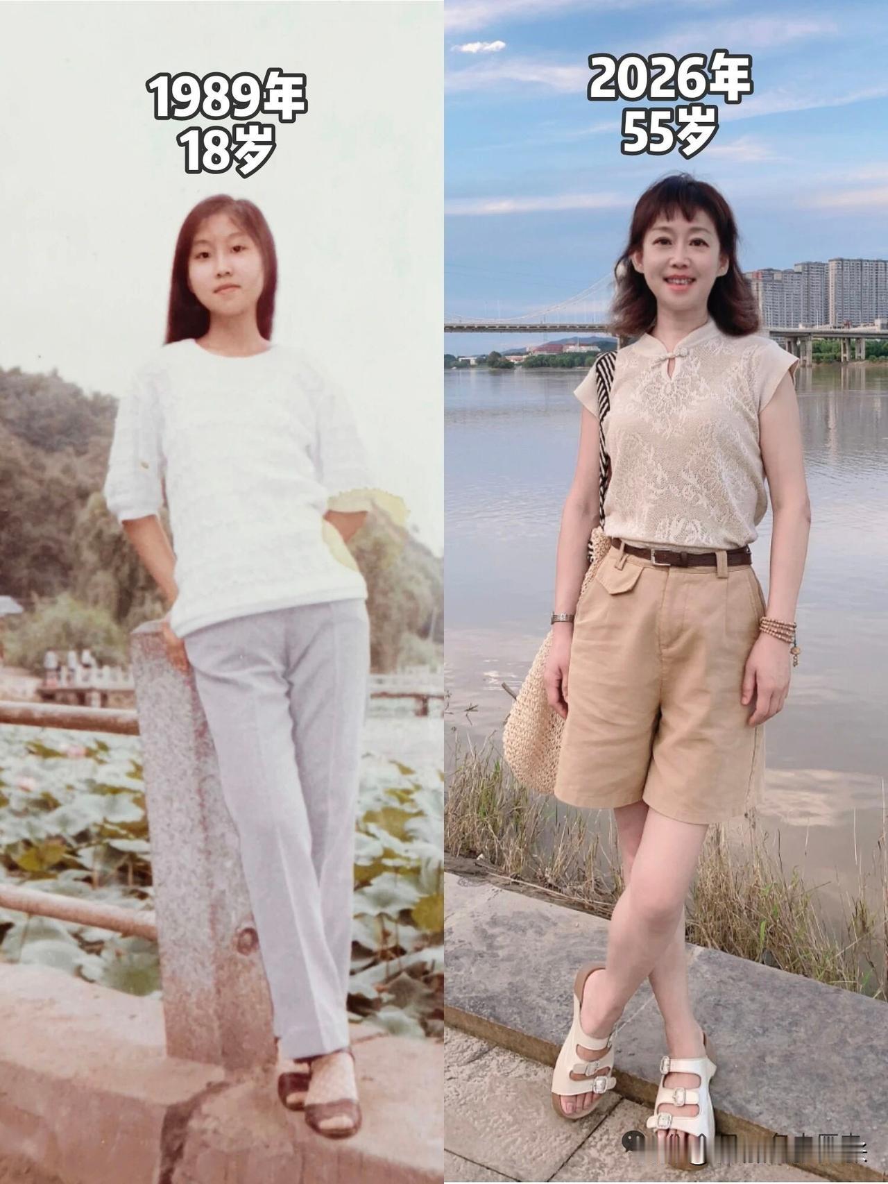大姐姐身材保持很好，岁月依旧，美女依然！