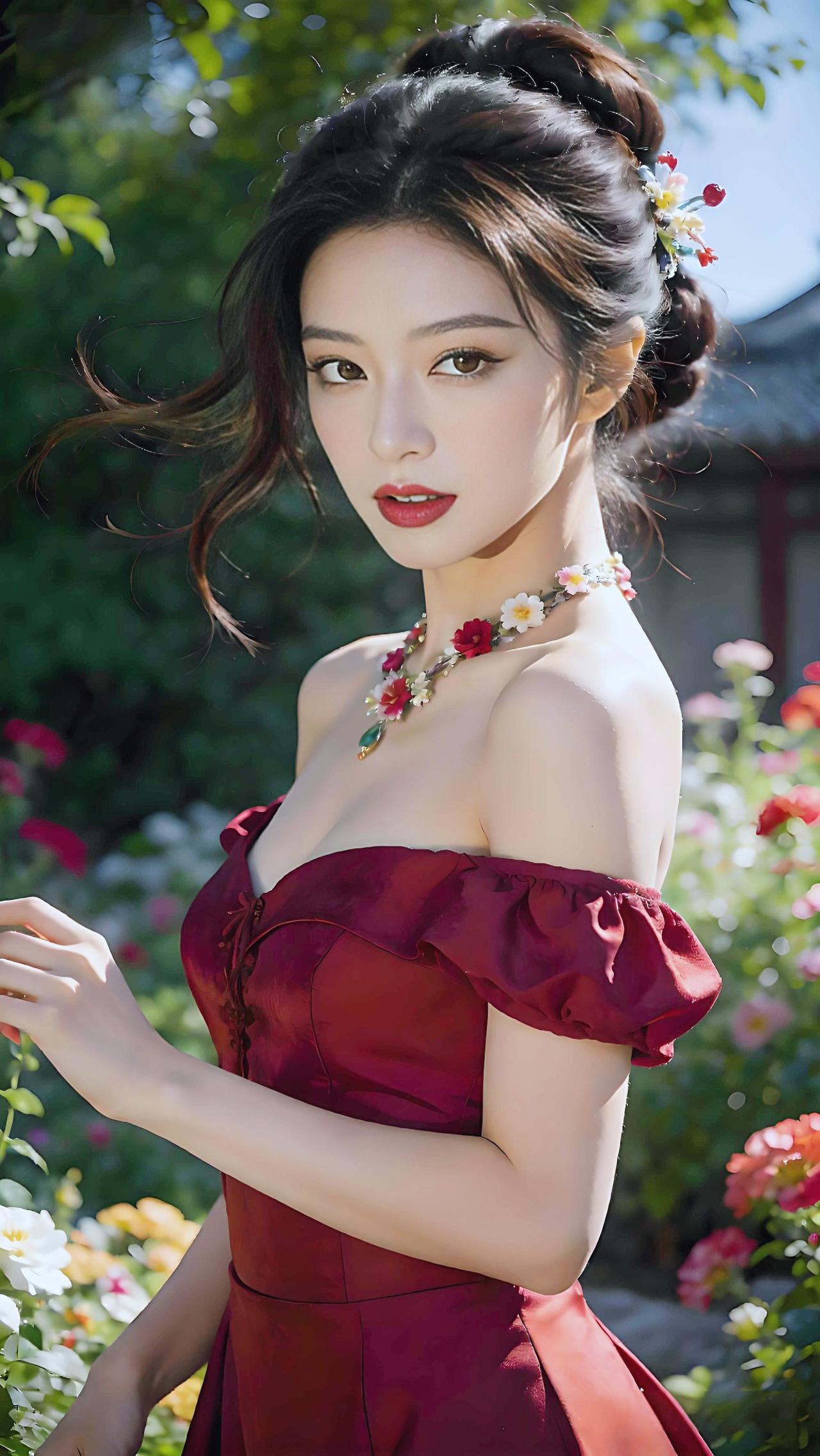 花饰为簪，红裙为裳，与夏天撞个满怀