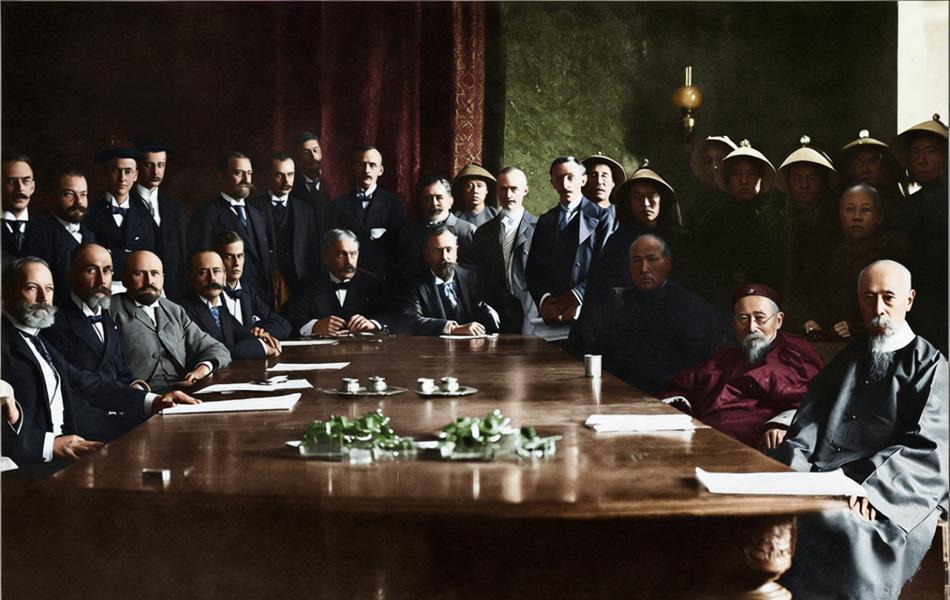 这张照片拍摄于1901年9月7日（光绪二十七年七月二十五日），在北京东交民巷西班