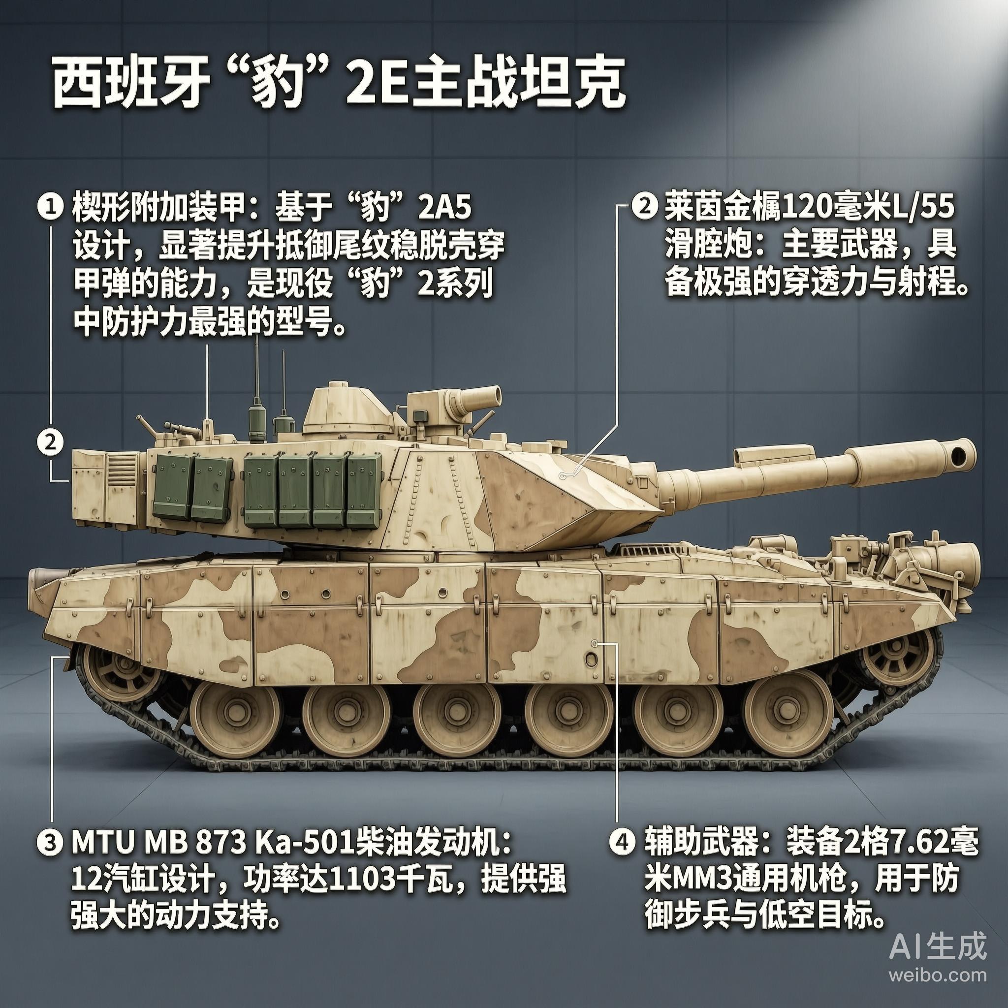 军事ai新视野西班牙“豹”2E主战坦克“豹”2E坦克（Leopardo2E）