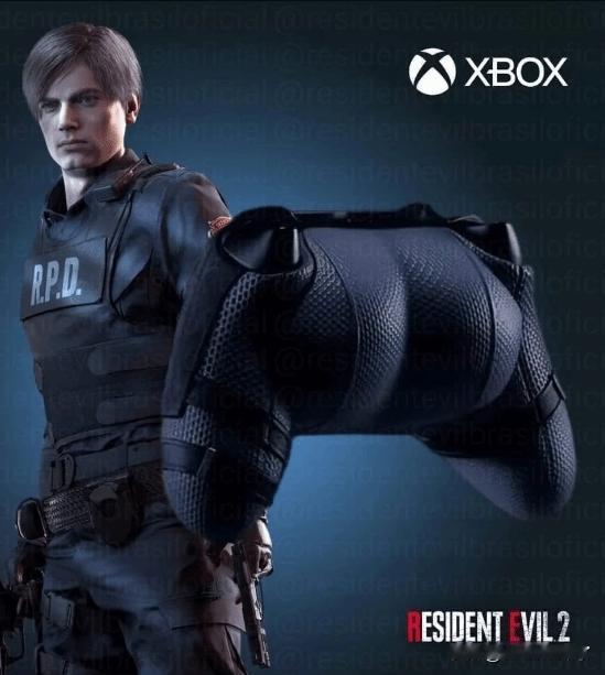 近日外网网友分享了一款《生化危机2》中青年里昂为主题的Xbox手柄，不同于其他手