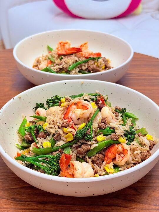 减脂期zui爱的牛肉虾仁炒饭‼️附教程～