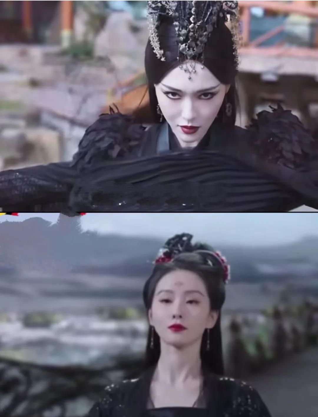上图唐嫣下图刘诗诗，这波演技PK有点微妙。唐嫣演的念无双端着股子劲，拿眼睛看人时