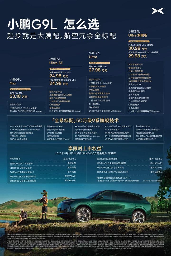 小鹏G9L上市了！定价合理，起步25万内，纯电增城双动力选择，静态动态我都试过了