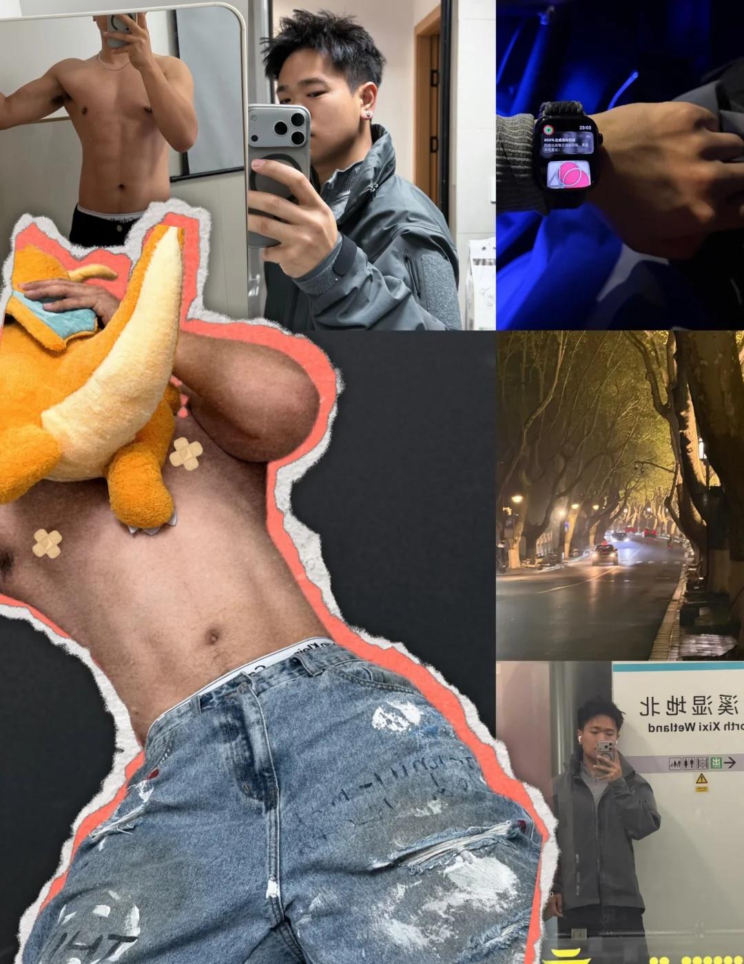 还有什么拍照动作啊黑皮腹肌健身日常