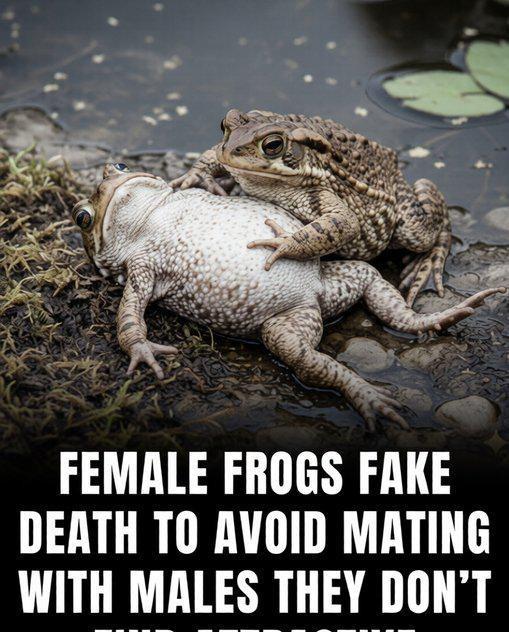 雌蛙遇到不想交配时会直接装死，这招叫‘假死反应’。但更狠的是，有些雄性会一直趴在