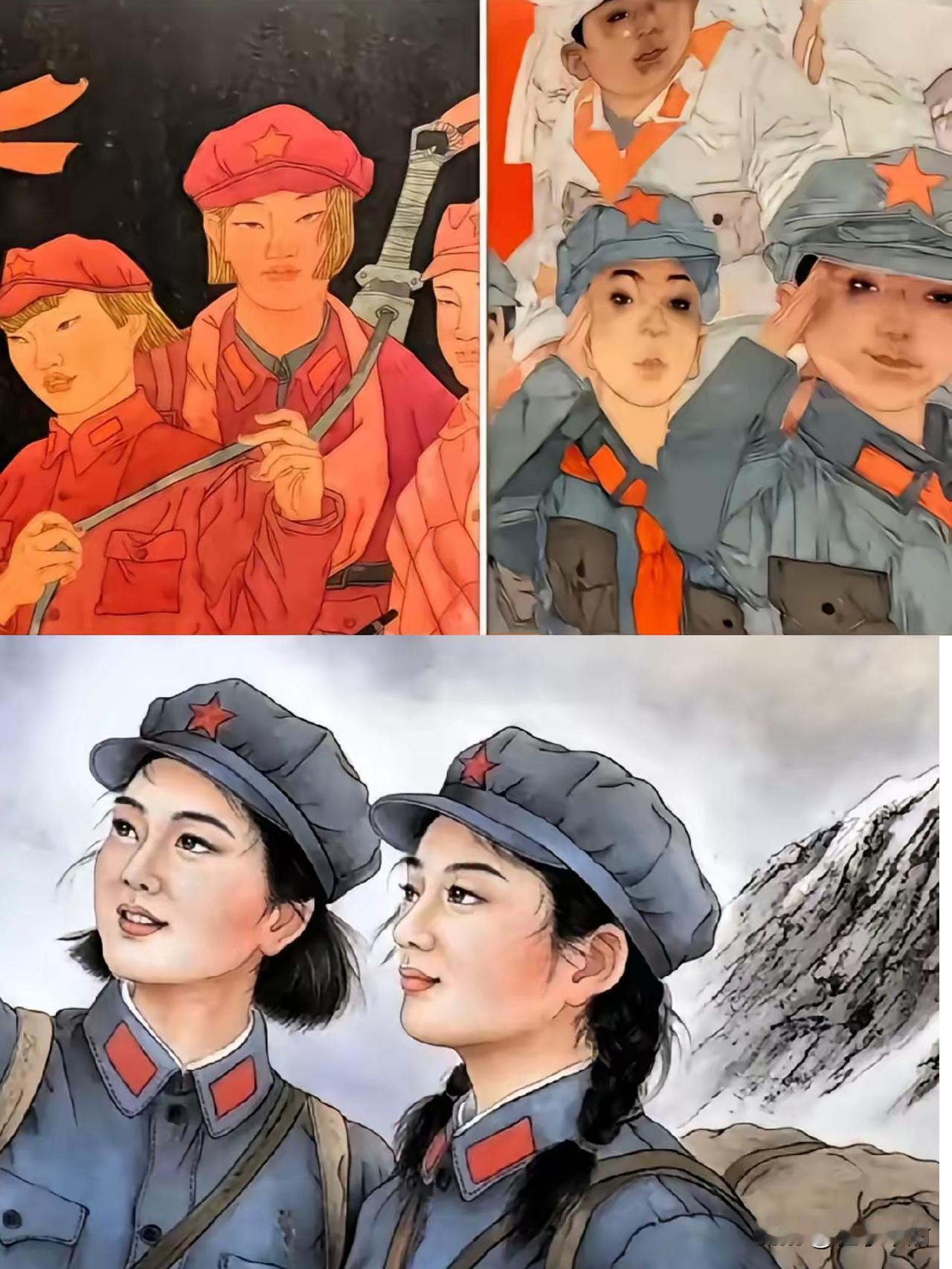 同样是画红军，一个农民工和一个博导，干出了天壤之别的事。农民工画的俩女红