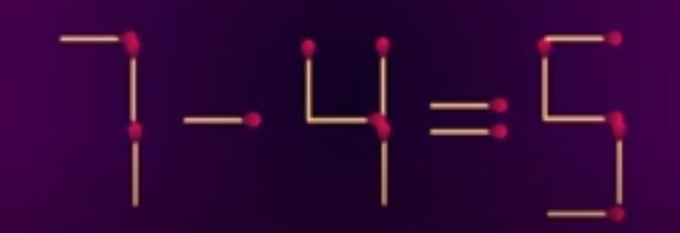 在由火柴棒摆成的等式“7-4=5”中，看似简单的数字与符号组合，实则
