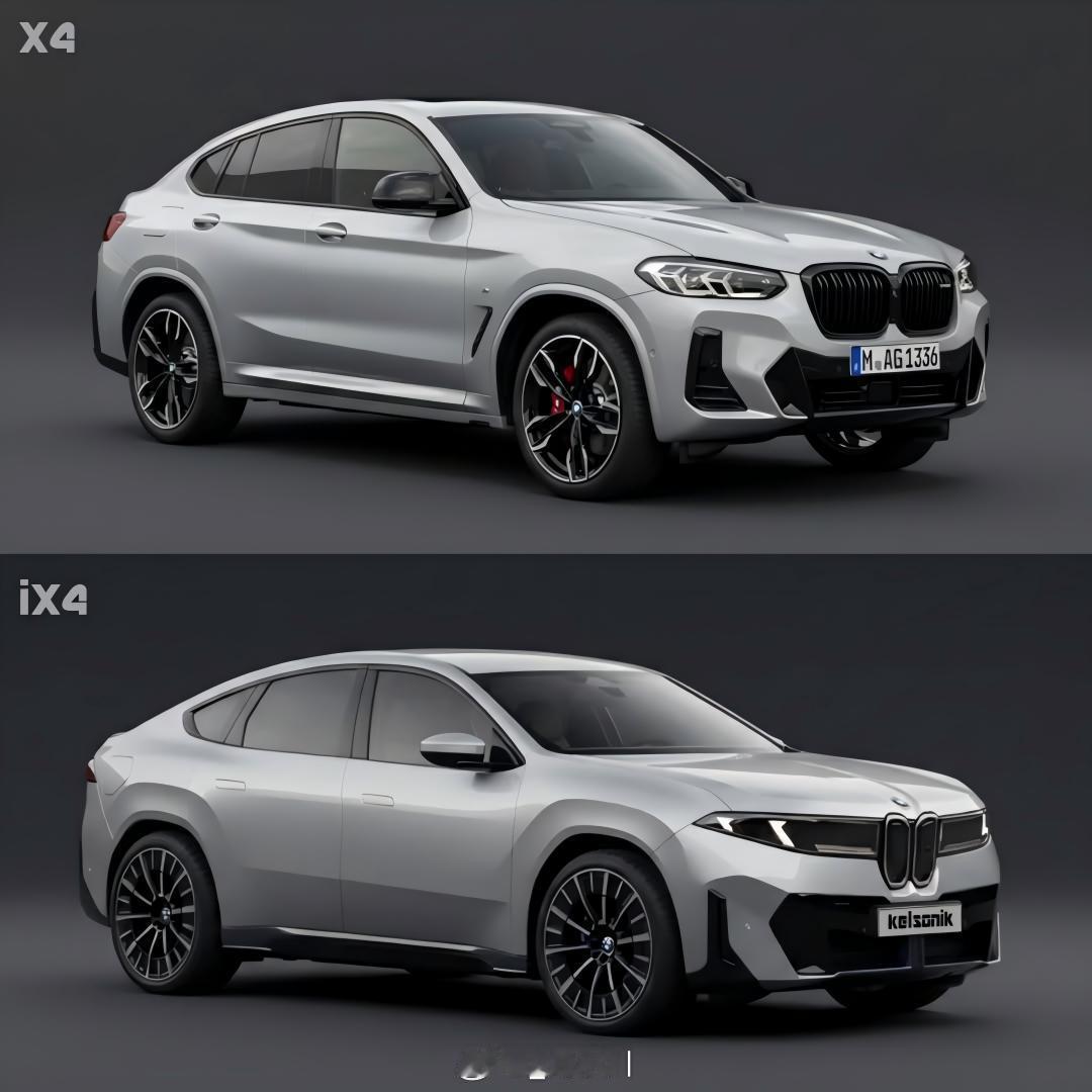宝马全新宝马iX4渲染效果图宝马燃油版的X4确定不再有了，纯电版的iX4确定会