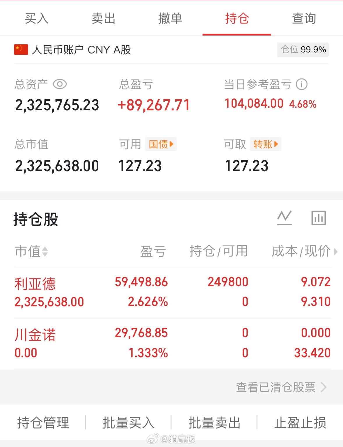 3月5日早盘200万勇闯大A记！看看今年能翻多少倍！第（3）天今日情况：+8