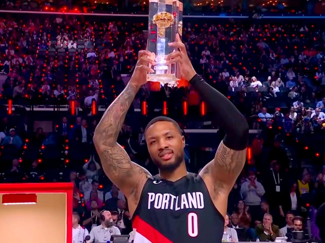 带伤夺三分大赛冠军的利拉德，给杨瀚森带来了积极影响因跟腱断裂赛季报销的利拉德