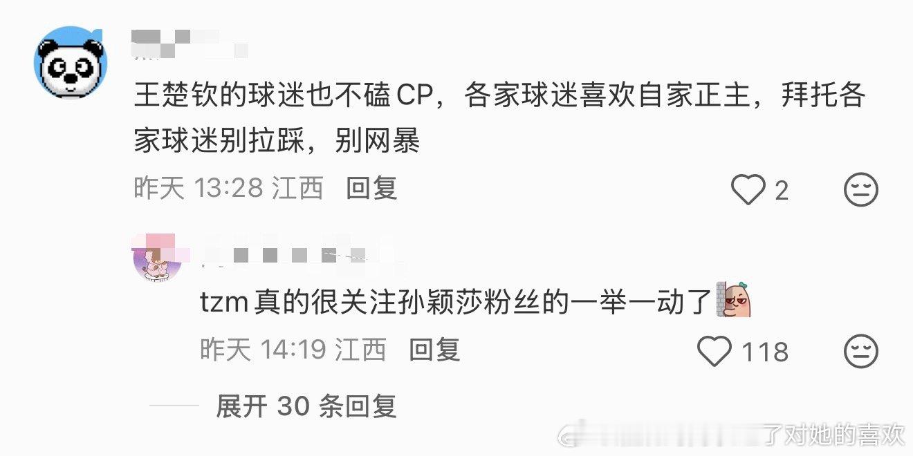 花花说不磕CP只喜欢孙颖莎的帖子底下怎么有人出来刷存在了，其实大家真的👎他只是