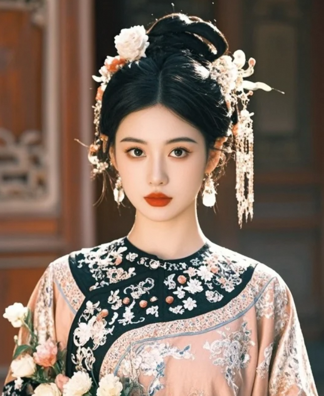 无袖长裙绣满花卉，她把春天穿在了身上