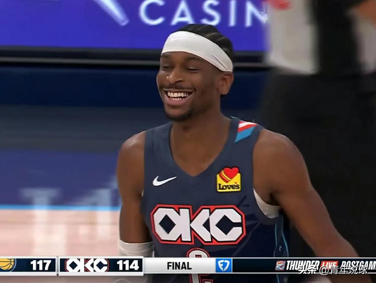 亚历山大真是一个好领袖啊！今天，联盟第一战绩的雷霆队以114-117不敌东部