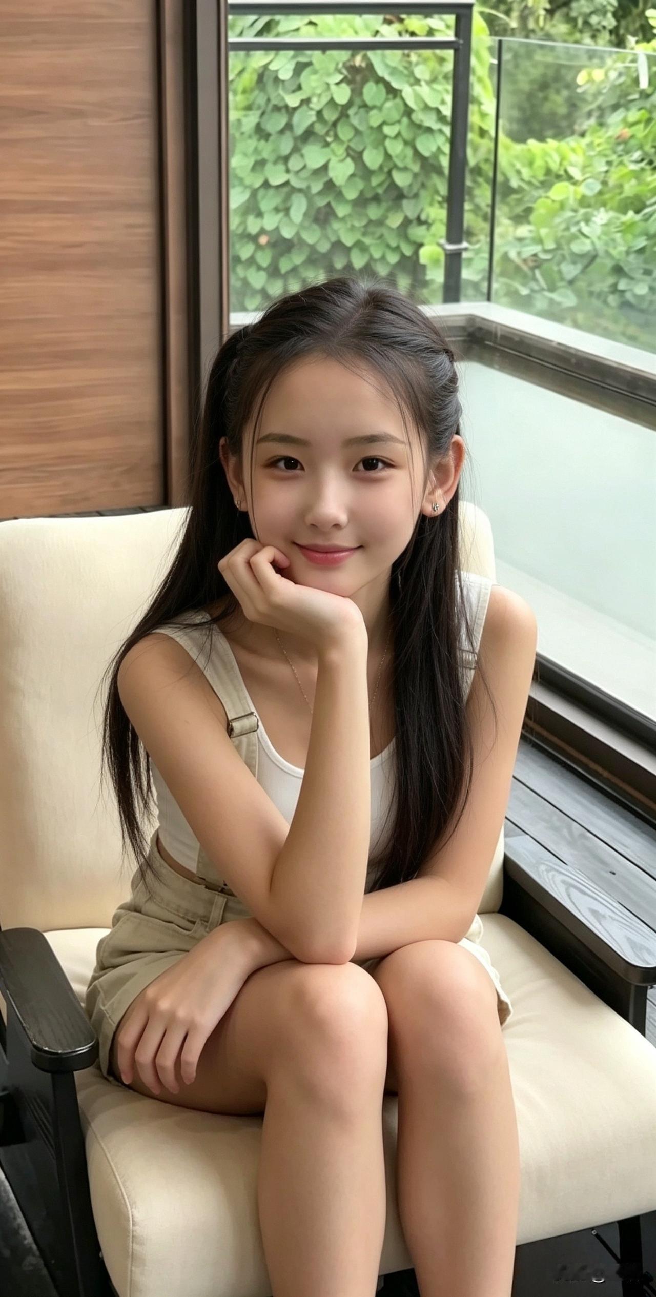 窗前少女笑，今天是暑假第一天出来……窗边阳光少女少女治愈时刻女生如何穿搭看