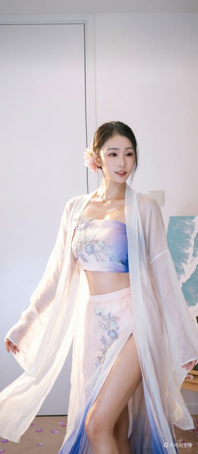 仙气飘飘的汉服少女，花海中的唯美瞬间