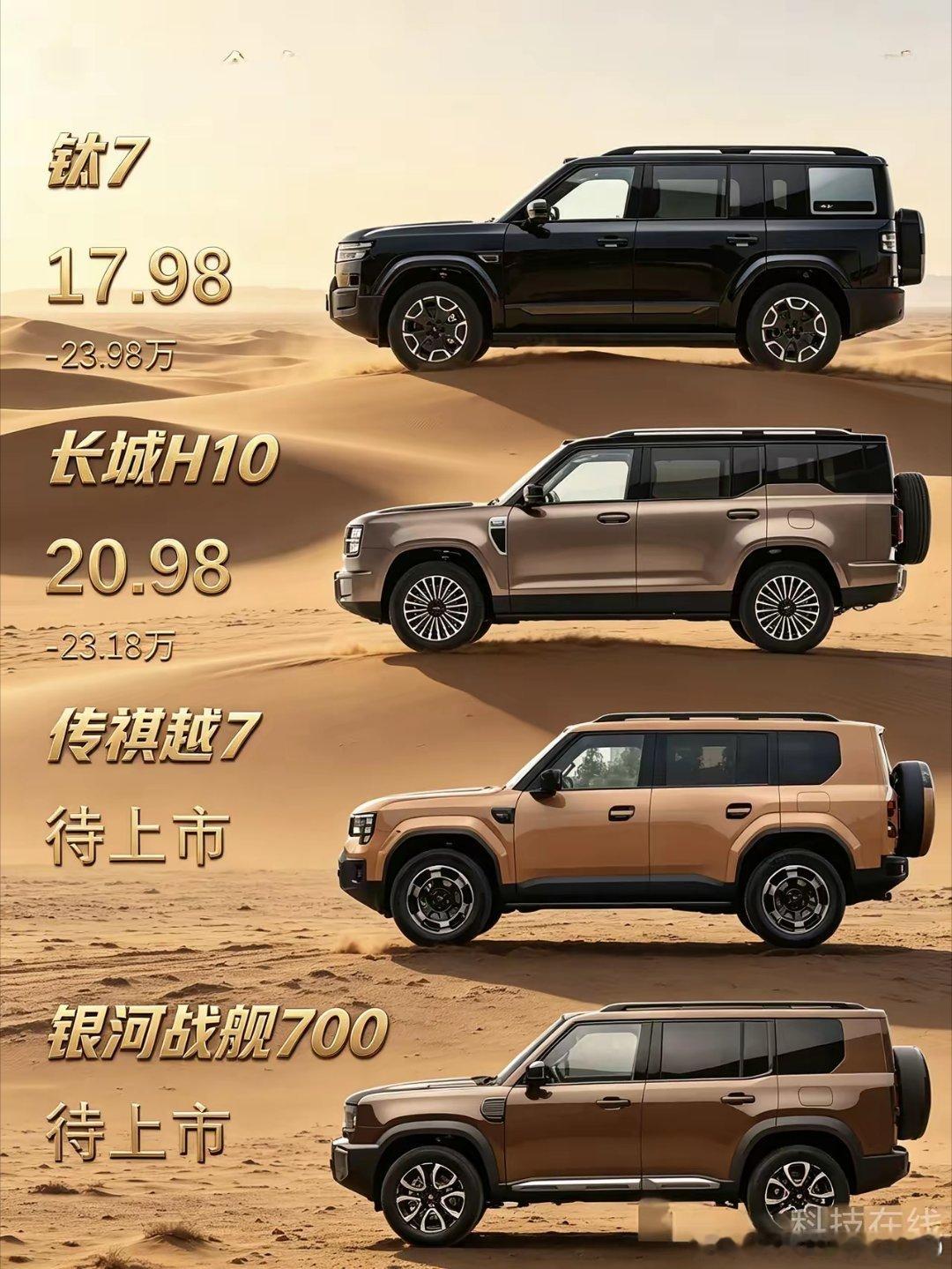 国产方盒子集体登场，同台竞技！钛7、长城H10、传祺越7、银河战舰700全部亮相。硬派外观，瞄准家用
